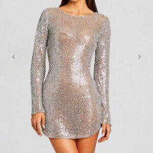 Retrofete Metallic Silver Mini Dress